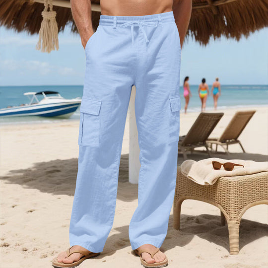 Herren Relaxed-Fit Cargo-Strandhose mit elastischem Bund und aufgesetzten Klappentaschen EB