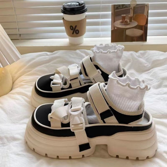 Damen Komfortable Chunky Sandalen mit verstellbaren Riemen und dämpfender Sohle EB