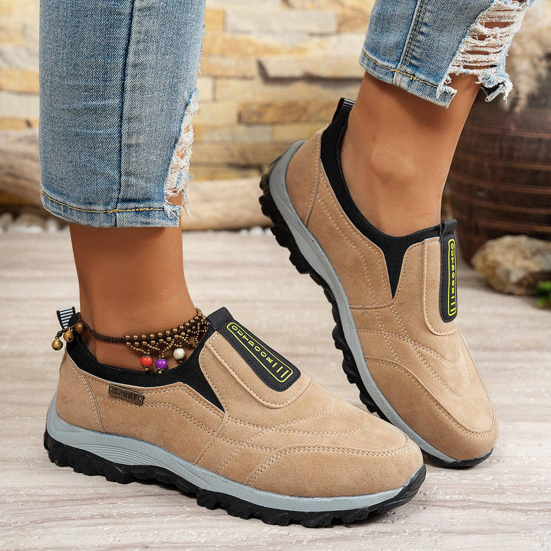 Damen bequeme Slip-On Sneakers mit rutschfester Sohle und atmungsaktivem Obermaterial EB