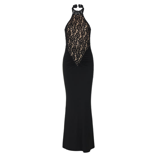 Damen Elegantes Abendkleid mit Spitzenoberteil EB