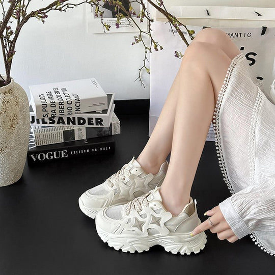 Damen Chunky Sneakers mit modischen Sternen-Applikationen EB