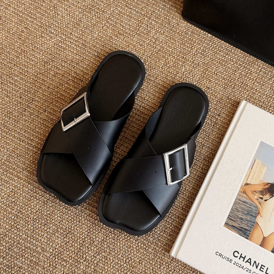 Damen Komfortable Sandalen mit verstellbarem Riemen und eleganter Schnalle EB