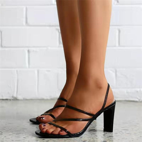 Damen elegante Absatzsandalen mit modischem Riemendesign EB