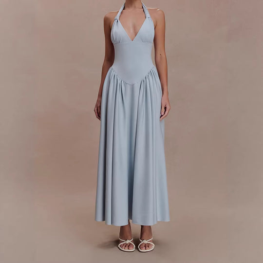Damen Halter-Ausschnitt Maxikleid mit figurbetonter Silhouette EB