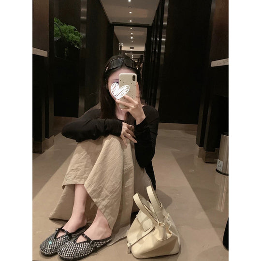 Damen Clogs mit funkelndem Strass und modischem Riemen EB
