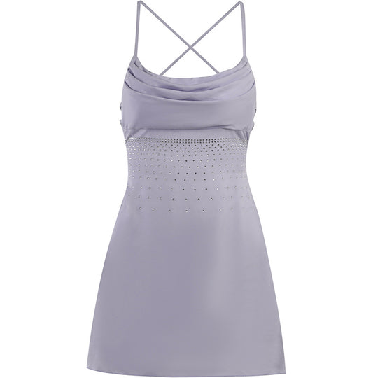 Damen elegant geschnittenes Minikleid mit Raffungen und tiefem Ausschnitt EB
