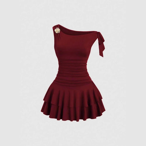 Damen elegantes Wickelkleid mit asymmetrischem Saum und raffiniertem Kordelzug EB