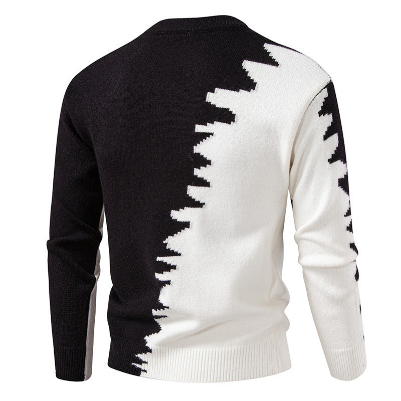 Herren Strickpullover mit kreativem Farbverlauf und klassischem Rundhalsausschnitt EB