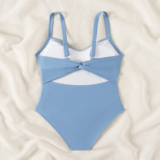 Damen einteiliges Badeanzug mit elegantem Wickeldesign EB
