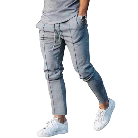 Herren nan Slim Tapered Jogginghose mit dekorativen Steppnähten, elastischem Tunnelzug und schmalem Knöchelabschluss EB