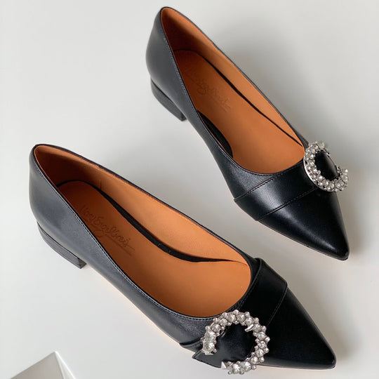 Damen Elegante Ballerinas mit funkelndem Schmuck-Detail EB