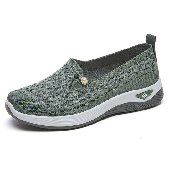 Damen Bequeme Slip-On Schuhe mit luftiger Strickoberfläche EB