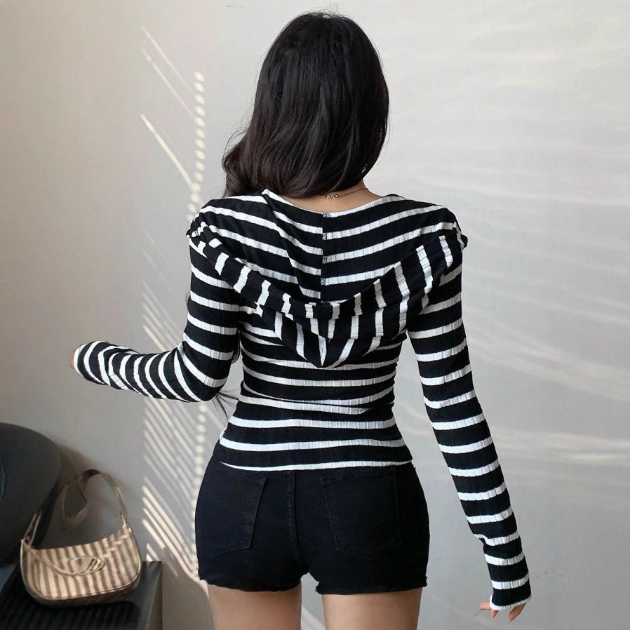 Damen Figurbetontes Langarmshirt mit Reißverschluss EB
