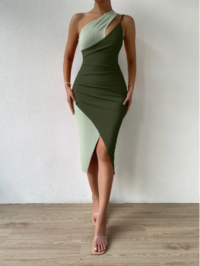 Damen Asymmetrisches Minikleid mit raffiniertem Schnitt und tiefem Schlitz EB