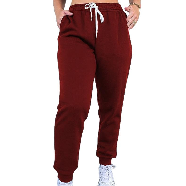 Damen nan taillenhohe tapered Jogginghose mit elastischem Komfortbund, verstellbarem Kordelzug und tiefen Eingrifftaschen EB