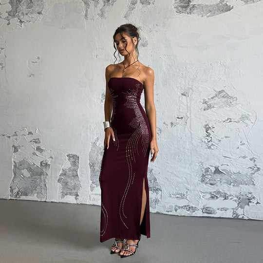 Damen Elegantes Bandeau-Minikleid mit funkelnden Akzenten EB