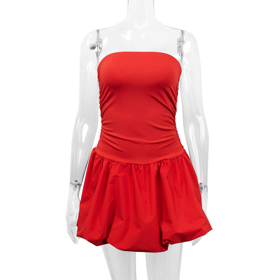 Damen Figurumspielendes Minikleid mit Raffung und voluminösem Rock EB
