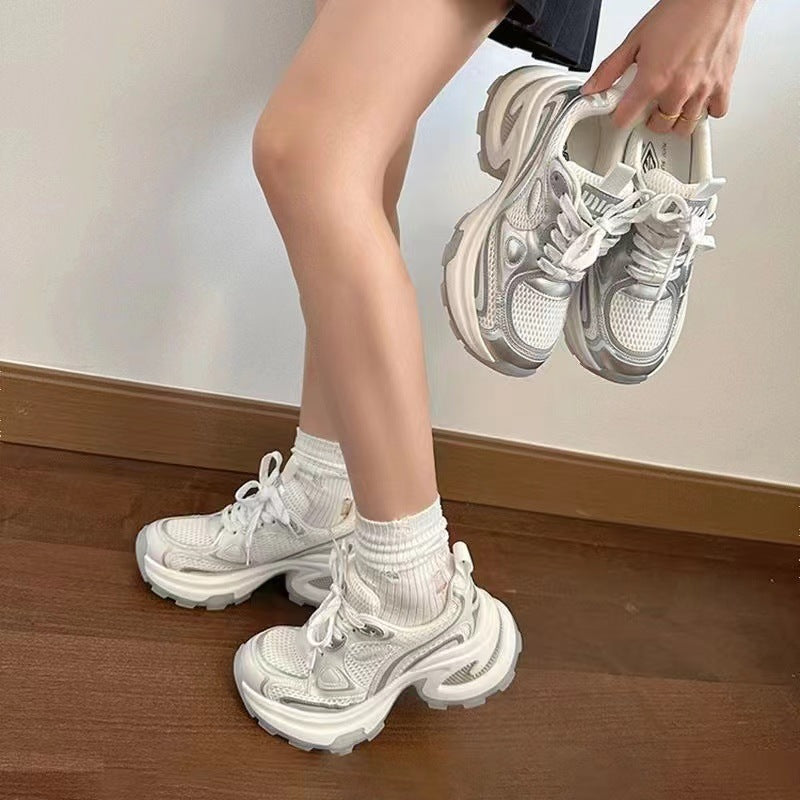Damen modische Sneakers mit atmungsaktivem Mesh und gepolsterter Laufsohle EB