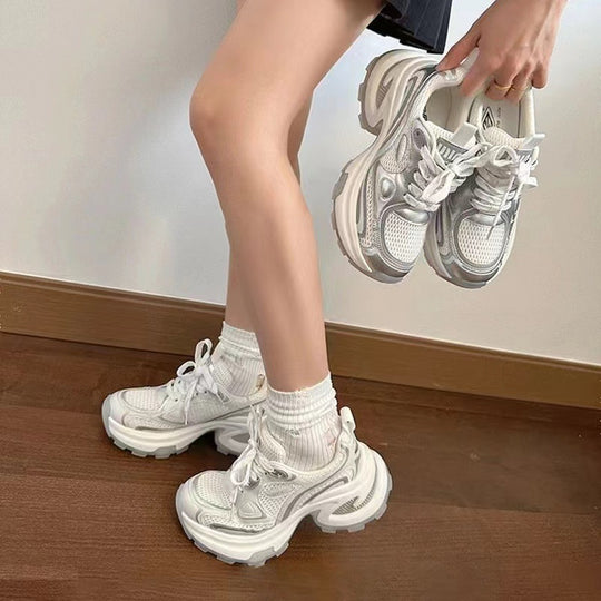 Damen modische Sneakers mit atmungsaktivem Mesh und gepolsterter Laufsohle EB