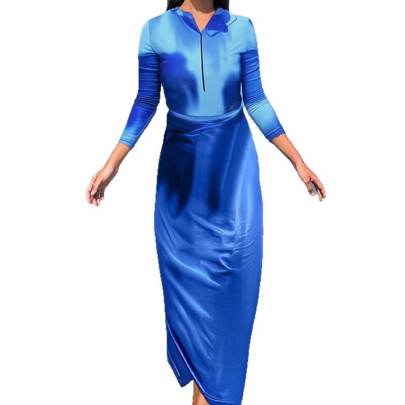 Damen Sportliches Strandkleid mit langen Ärmeln EB