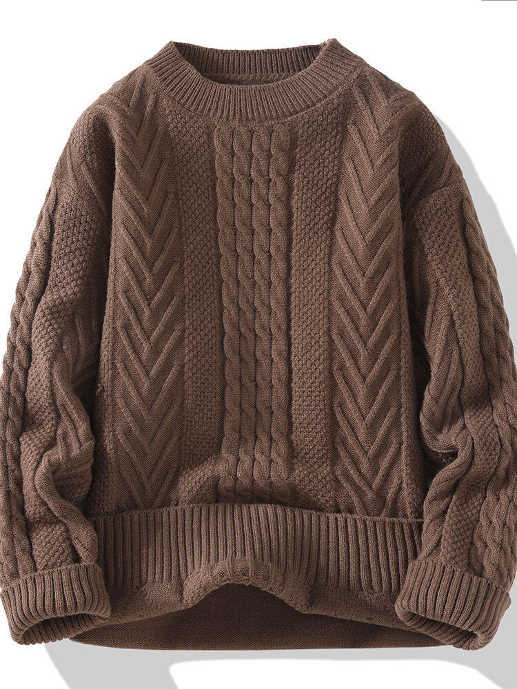 Herren Strickpullover mit modernen Zopf- und Rippstrukturen EB