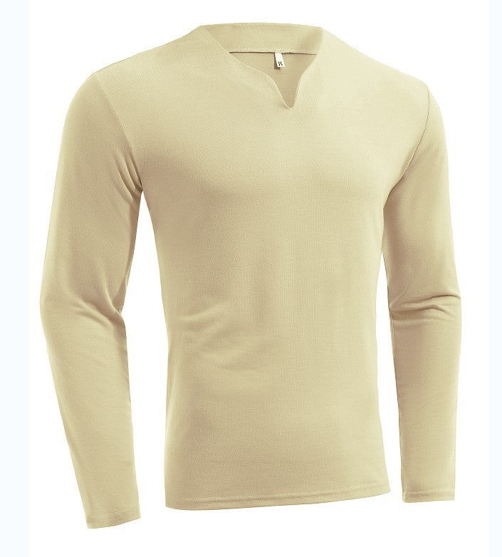 Herren nan Langarmshirt mit V-Ausschnitt Slim Fit Baumwollmix und elastischem Komfortbund EB