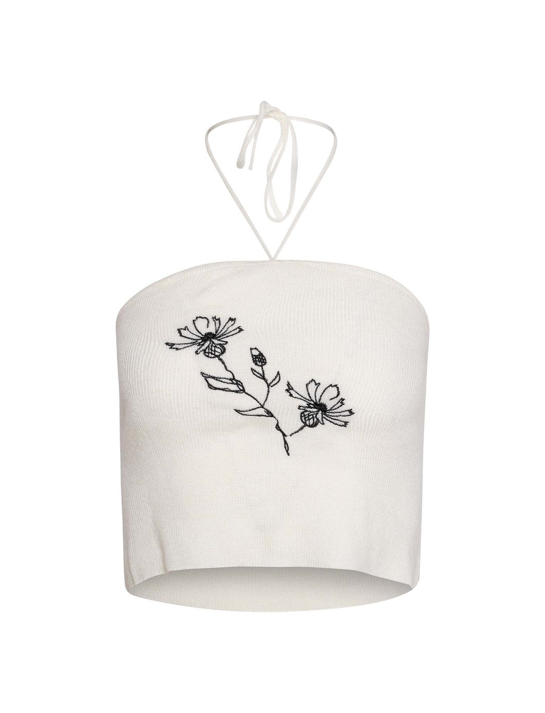 Damen gehäkeltes Crop-Top mit floraler Stickerei EB