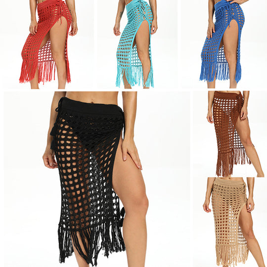 Damen Strandsarong mit trendigem Netzdesign und Fransen EB