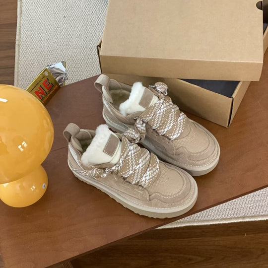 Damen Sportliche Sneaker mit warmem Futter und elastischen Schnürsenkeln EB