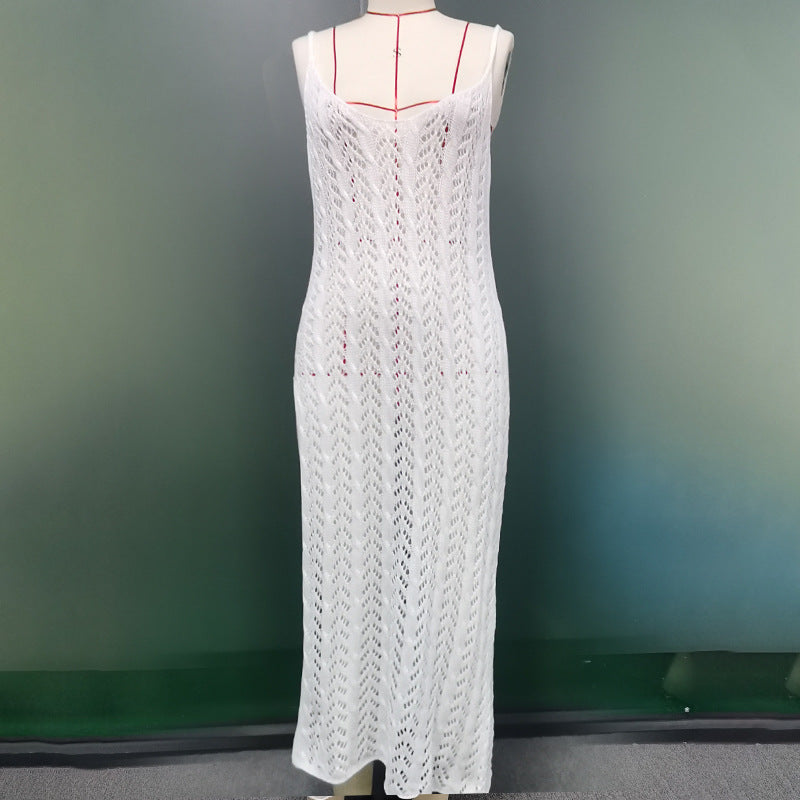 Damen eleganter und transparenter Häkel-Strandüberwurf EB