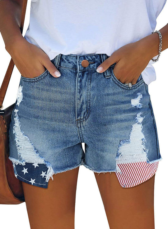Damen Destroyed Denim Shorts EB