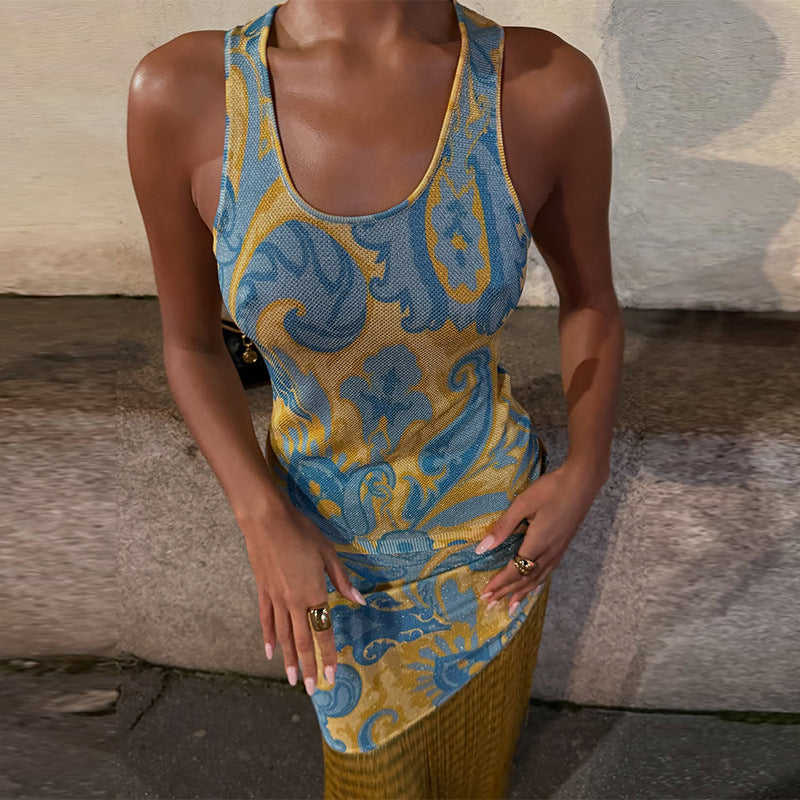 Damen Maxikleid mit Fransen und floralem Design EB