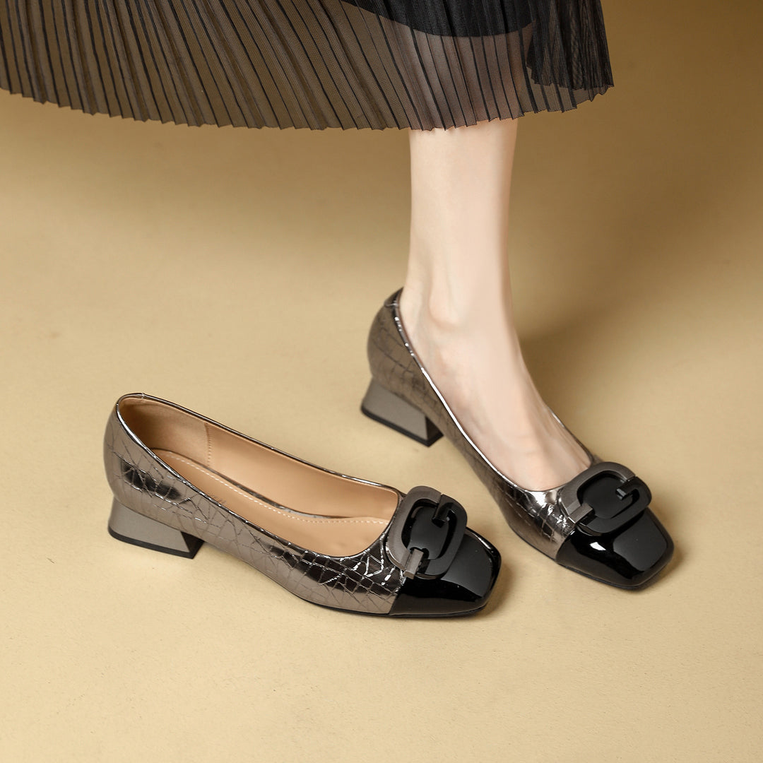 Damen Plateau-Pumps mit dekorativem Schnallen-Design EB