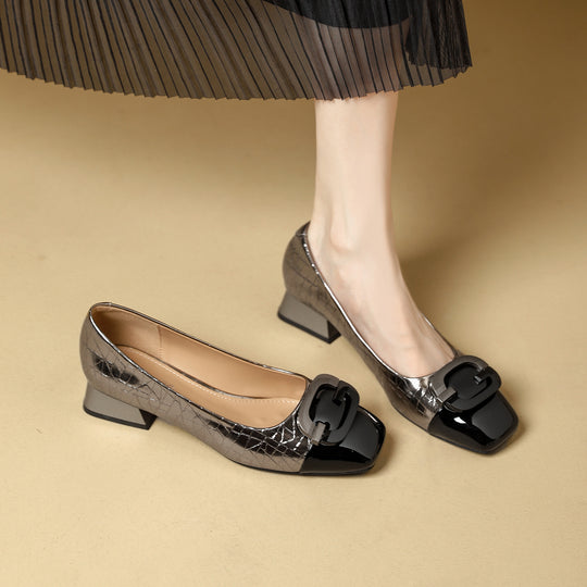 Damen Plateau-Pumps mit dekorativem Schnallen-Design EB
