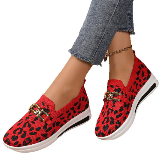 Damen Modische Slip-On Sneakers mit Animal-Print und komfortablem Fußbett EB