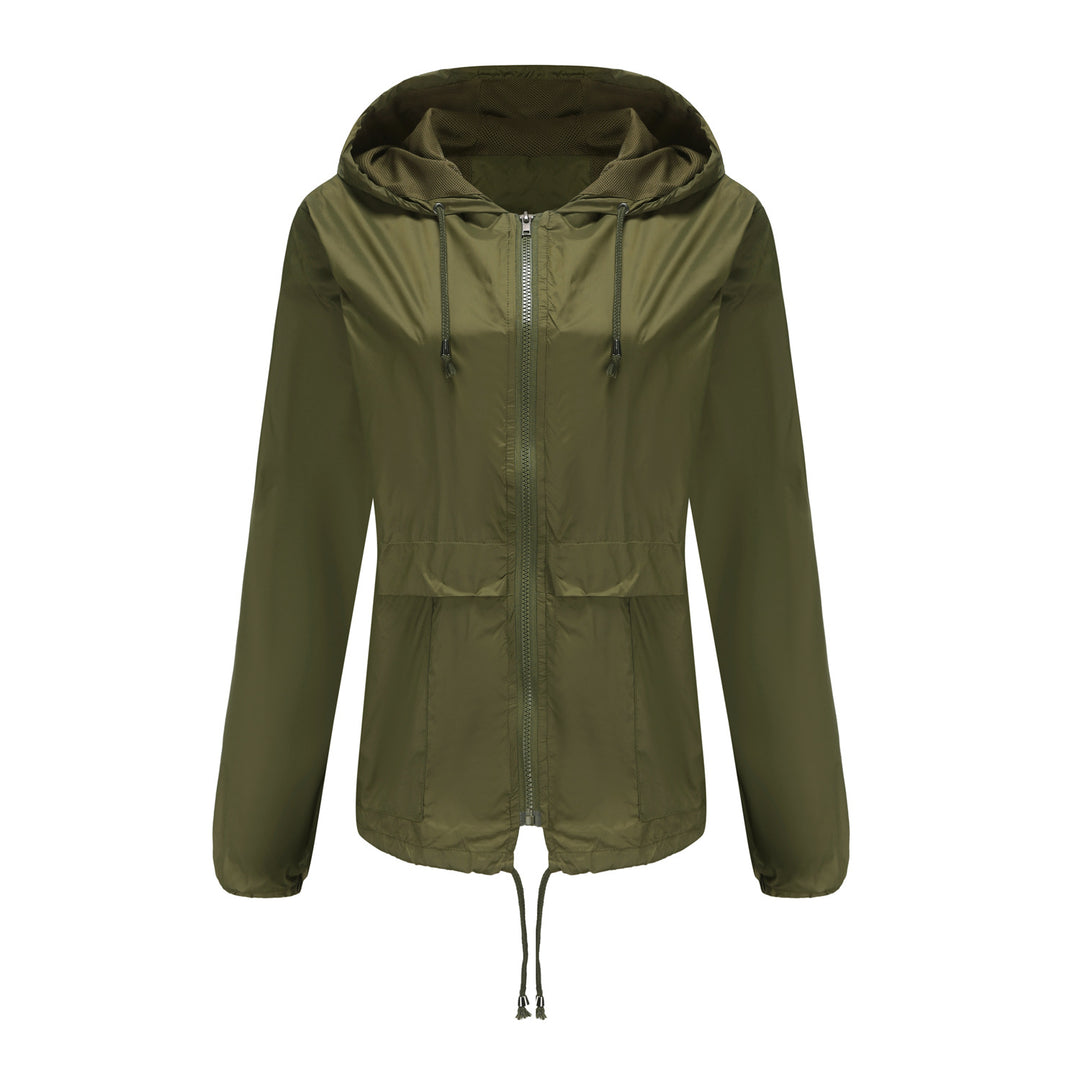 Damen nan leichte Windjacke mit Kapuze Mesh-Futter Kordelzug und Reißverschluss EB