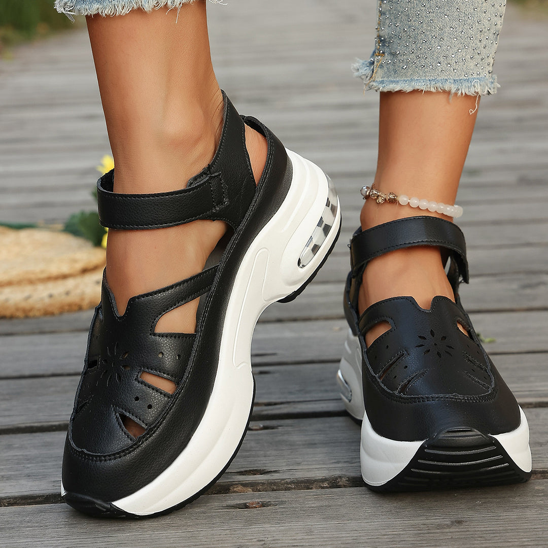 Damen Sportliche Plateau-Sandaletten mit verstellbarem Riemendesign und luftigen Cut-Outs EB