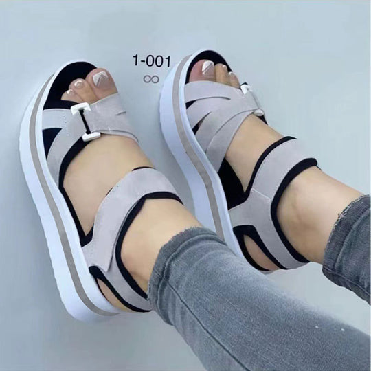 Damen sportliche Wedge-Sandalen mit verstellbarem Riemen EB