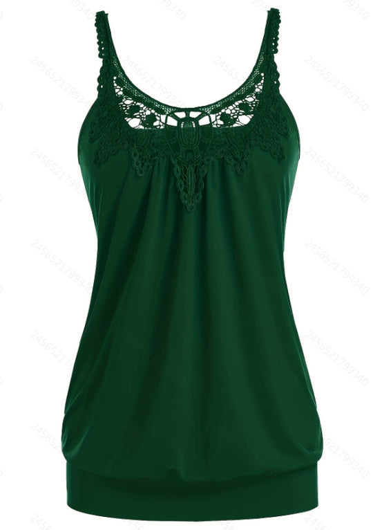 Damen Elegantes Spitzentop mit raffinierten Trägern und lockerer Passform EB