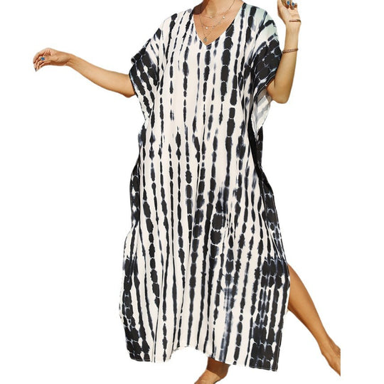 Damen luftiger Strandkaftan mit asymmetrischem Schnitt EB