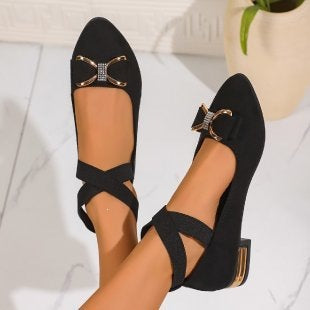Damen elegante Ballerinas mit modischem Schleifen-Detail EB