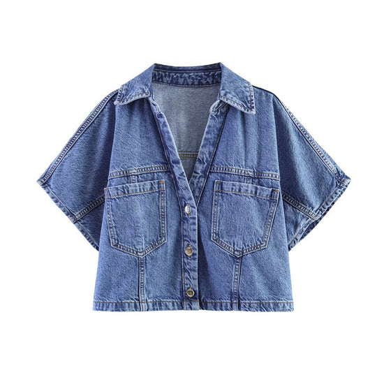 Damen Denim-Minirock im asymmetrischen Schnitt mit dekorativen Knöpfen EB