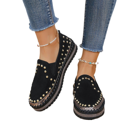 Damen Glamouröse Slip-On Sneakers mit funkelndem Glitzer und Nieten EB