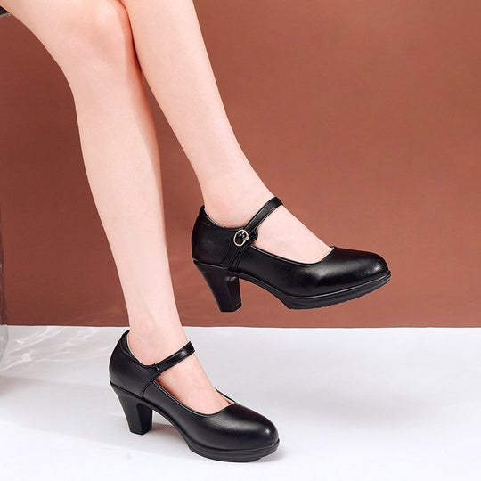 Damen elegante Mary Jane Pumps mit verstellbarem Riemchen EB