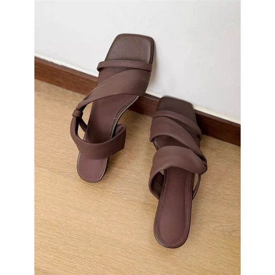 Damen Sandalen mit gekreuzten Riemen und eleganter Knotendekoration EB