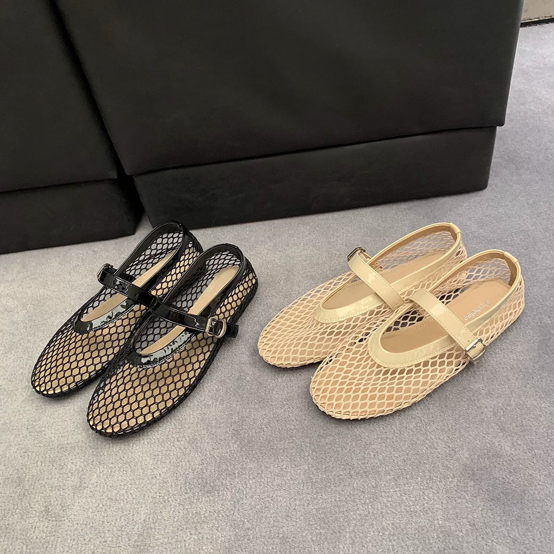Damen Slingback-Ballerinas aus atmungsaktivem Netzmaterial mit eleganten Riemen EB