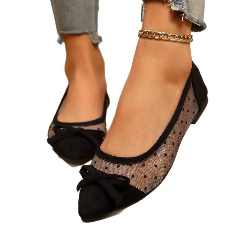 Damen  spitze Ballerina-Slipper mit transparentem Mesh und gepolstertem Fußbett EB