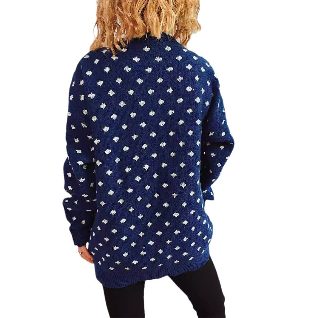 Damen Strickpullover mit festlichem Weihnachtsdesign und lockerer Passform EB