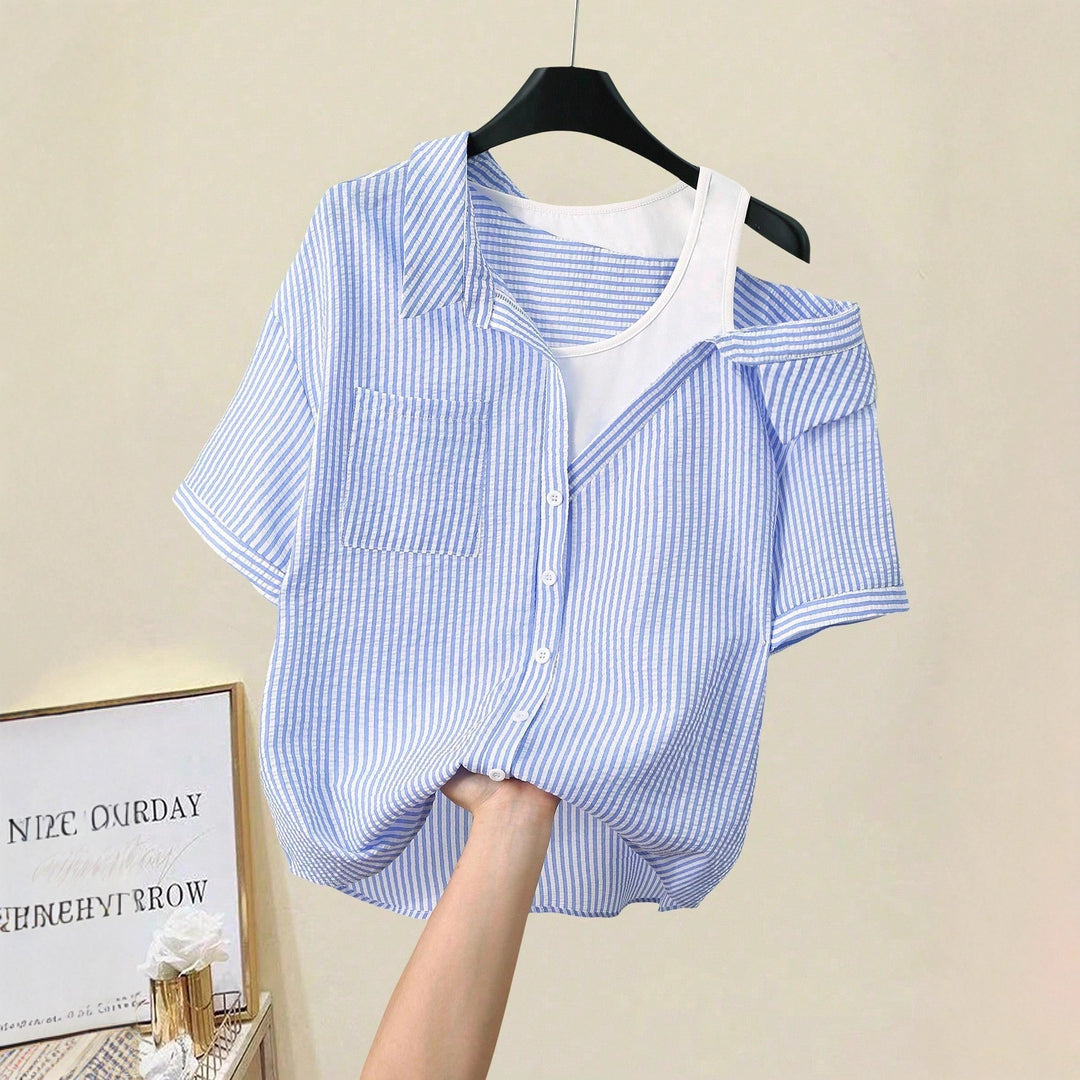 Damen lässige Bluse mit modischem Schnitt und asymmetrischem Design EB