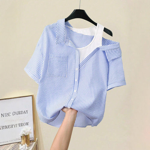 Damen lässige Bluse mit modischem Schnitt und asymmetrischem Design EB